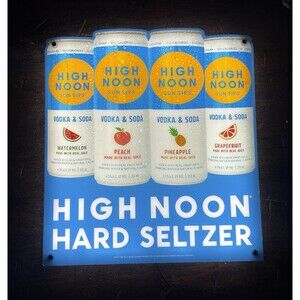 High Noon Hard Seltzer Lighted LED Sign Wall Decoration Man Cave Bar NIB 20x18